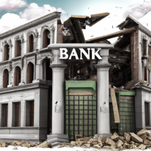 Bank demolated building hyperrealistic