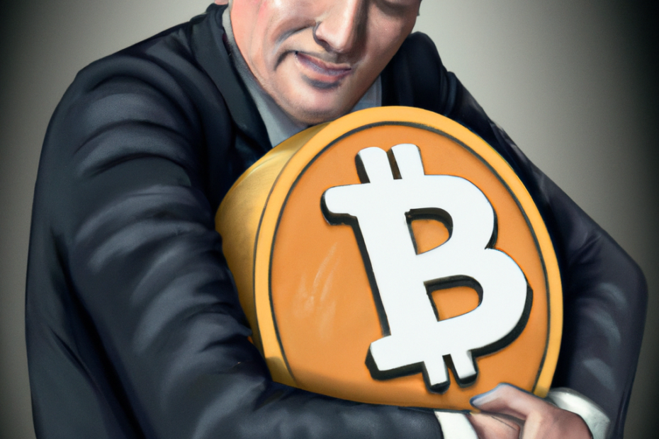 Banker hug bitcoin hyperrealistic