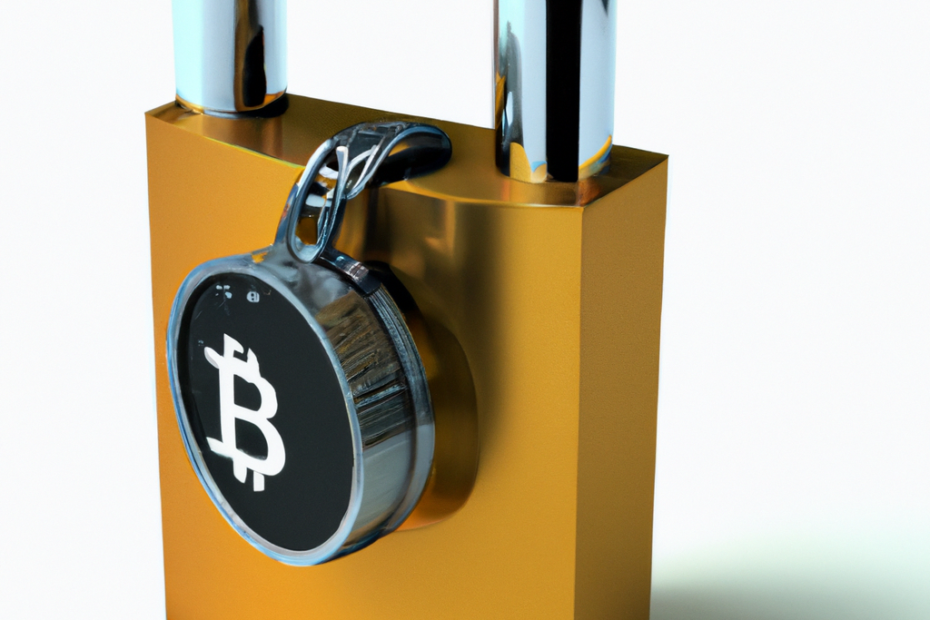 hyperrealistic bitcoin 3D real lock open